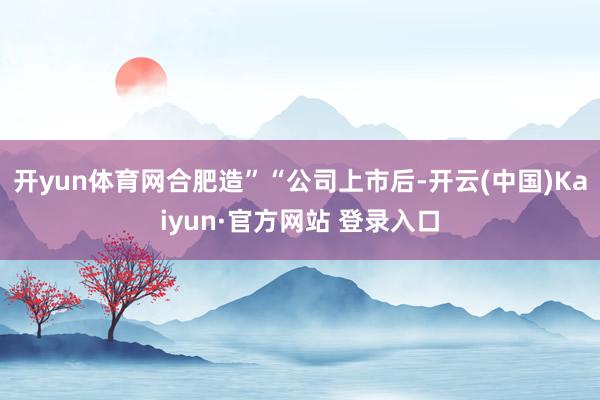 开yun体育网合肥造”“公司上市后-开云(中国)Kaiyun·官方网站 登录入口