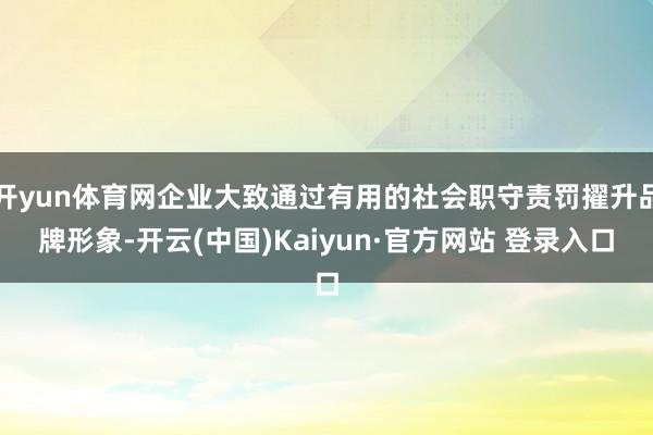 开yun体育网企业大致通过有用的社会职守责罚擢升品牌形象-开云(中国)Kaiyun·官方网站 登录入口