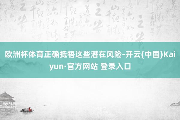 欧洲杯体育正确抵牾这些潜在风险-开云(中国)Kaiyun·官方网站 登录入口